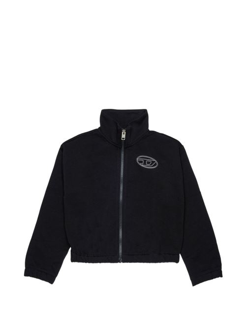 Felpa bambina Diesel Salila nera con zip e logo Oval D DIESEL KIDS | J02916KYAZ3K900